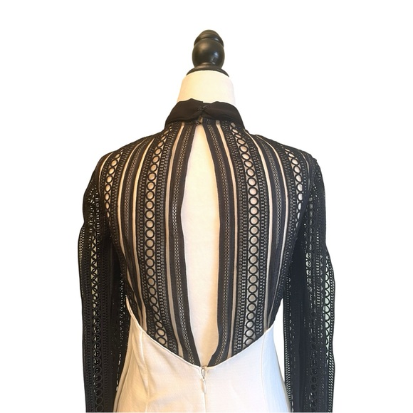 Self-Portrait Monochrome Crepe Mini Dress Women’s US 0 Bow Guipre Lace - Picture 6 of 16